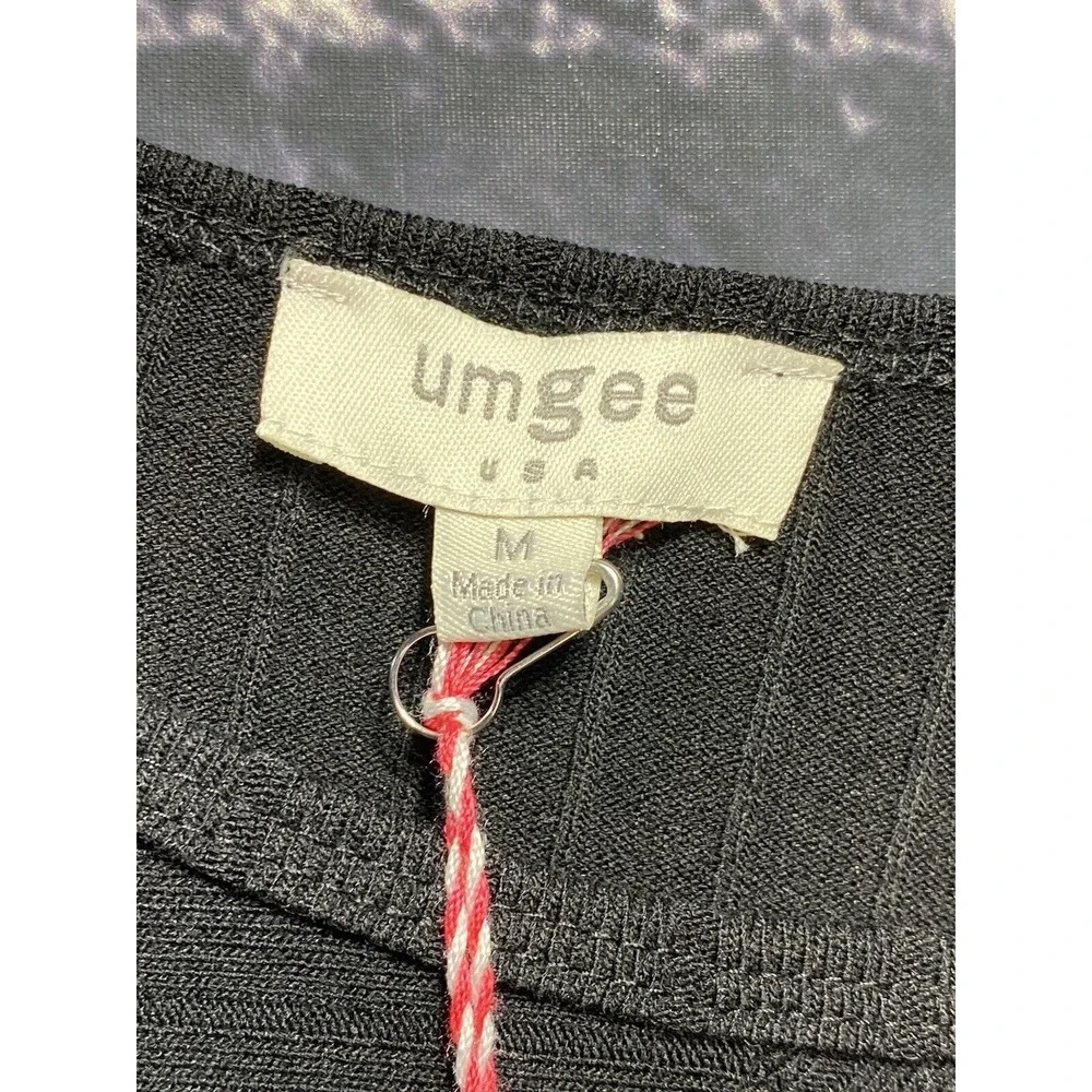 Umgee USA Sweater Top Womens Medium Black Ribbed‎ Side Tie Lightweight NWT